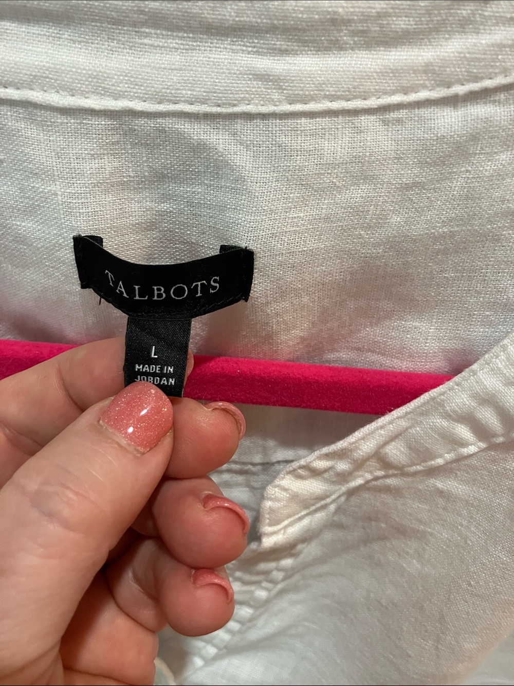 Talbots White Linen Camp Shirt Size L - Picture 2 of 3